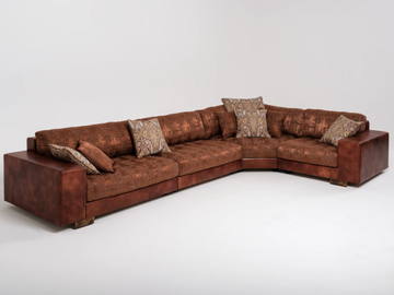 YOU GLAM - Corner leather and fabric sofa by Mantellassi 1926 - view 2
